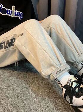 运动卫裤男潮牌ins宽松束脚裤百搭潮流痞帅男裤子港风休闲九分裤