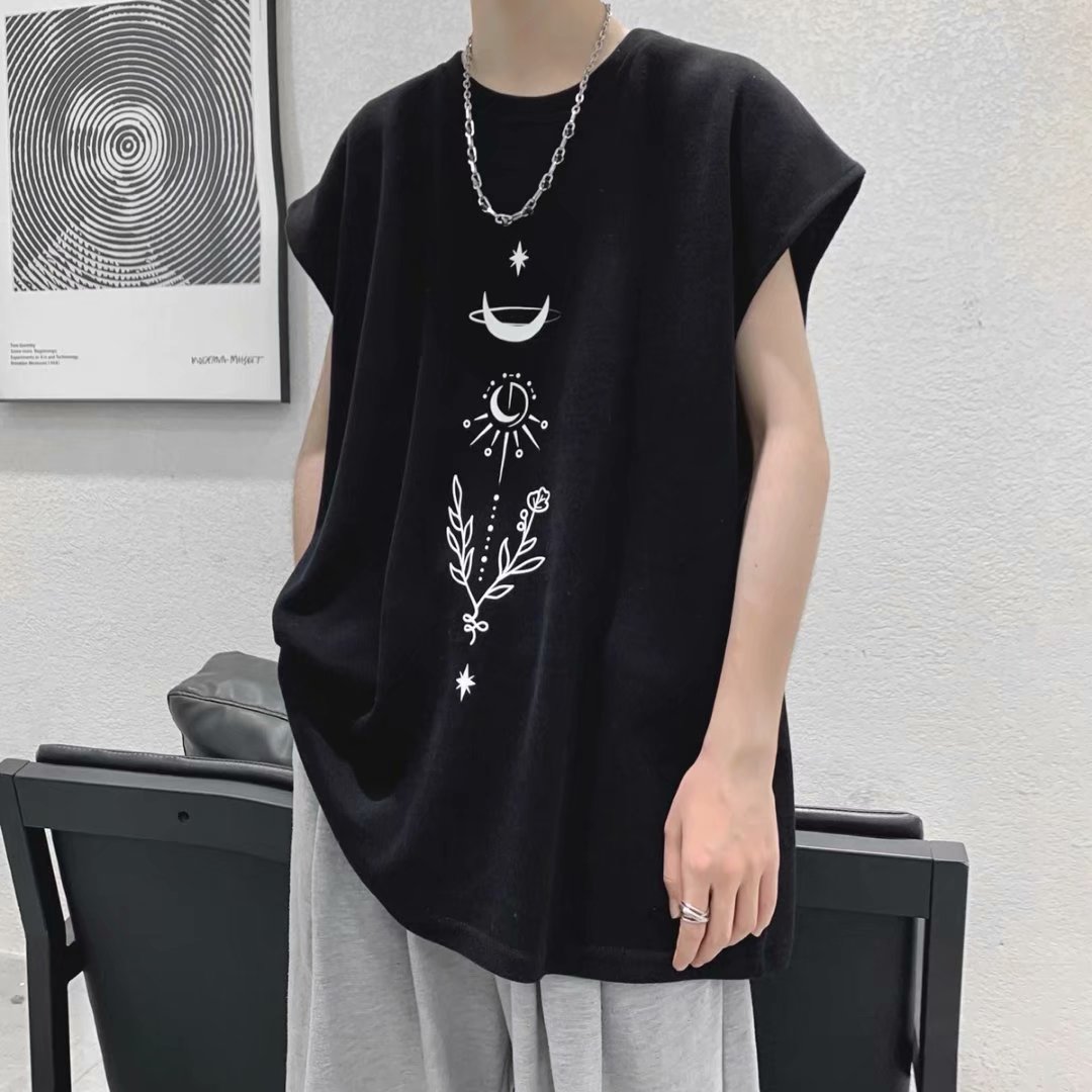 夏季背心男个性潮流百搭宽松休闲圆领坎肩上衣潮牌无袖t恤ins港风