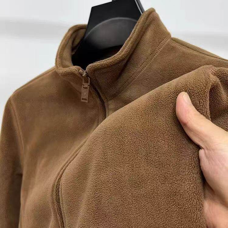 摇粒绒男士卫衣拉链半高领秋冬季抓绒开衫男保暖外套加绒加厚上衣