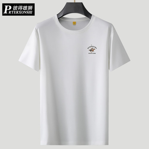 彼得雄狮简约短袖休闲大码T恤