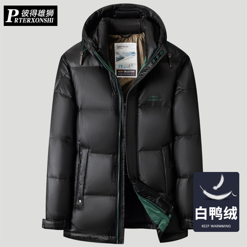 冬季胖子羽绒服男肥佬宽松连帽男士连帽保暖服加肥加大码羽绒外套