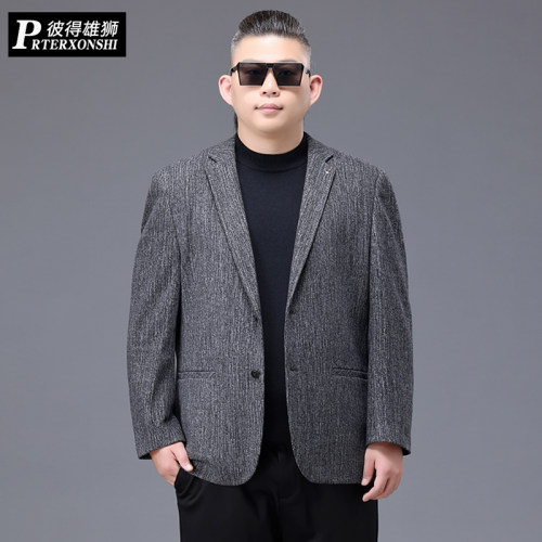 大码春秋宽松商务休闲便服西装