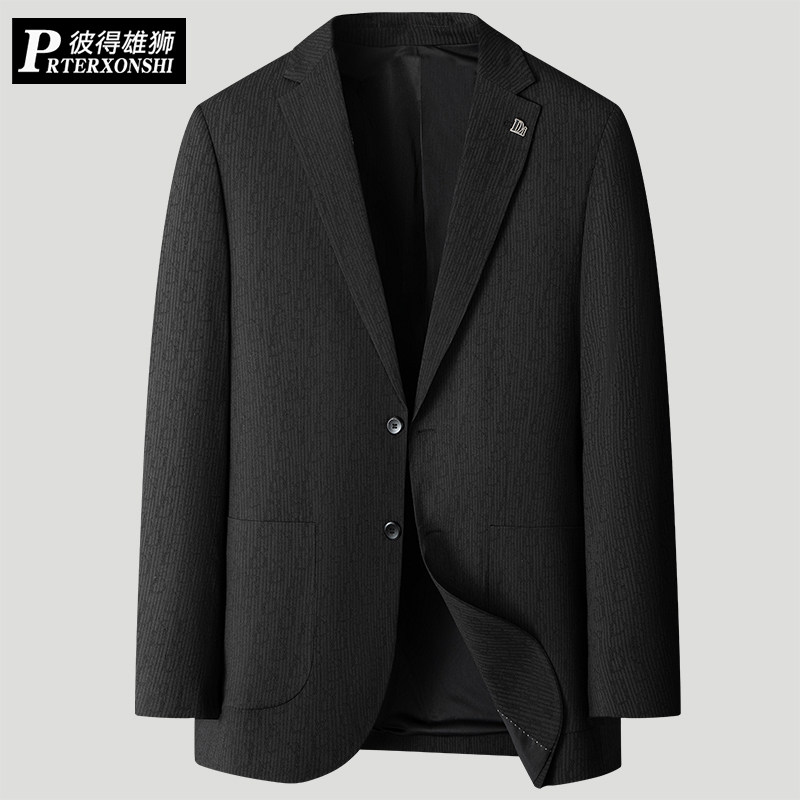 胖子西装男春季加肥加大码商务休闲男士单西外套肥佬宽松男装西服