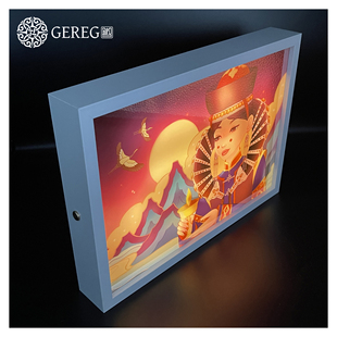 蒙古元素周边 镜子灯光画 关灯是镜子 开灯是画 送礼 内蒙古文创