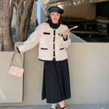 小香风羊羔毛外套女2023秋冬新款气质高级感小个子加厚羊羔绒棉服，女装派克服，浙宝273