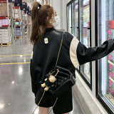 红色娃娃领连衣裙女2025春夏新款大码宽松甜美小个子百褶衬衫裙子，女装皮衣，浙宝273