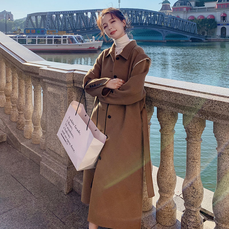 新款现货双面羊绒中长款大衣273 823 P275控价388图片