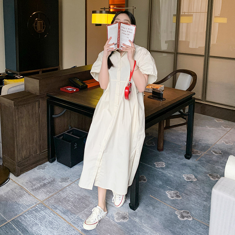 2023夏季新款韩版polo领泡泡袖衬衫裙2732359P115K168,女装连衣裙,浙宝273