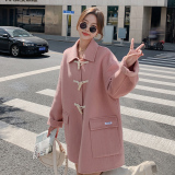 新款木头扣短款双面羊绒273220P215328，女装毛呢外套，浙宝273