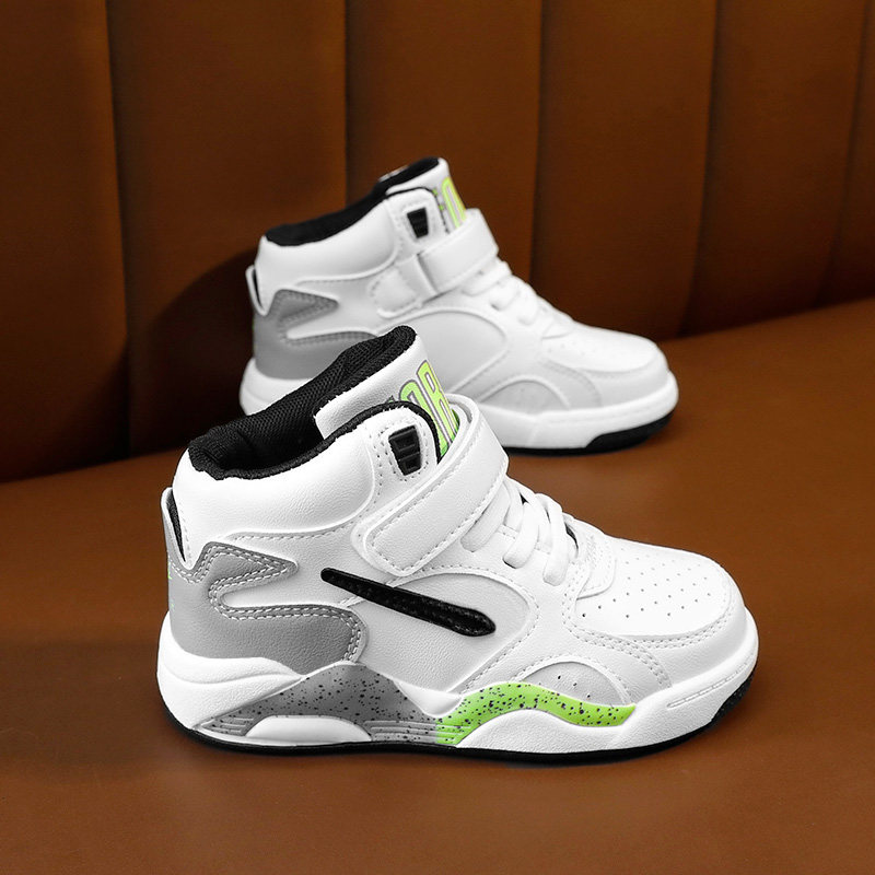 男童鞋子春秋款2026年新款儿童aj运动鞋小白中大童高帮二棉加绒鞋