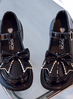 女童小皮鞋黑色春季鞋子新款儿童公主鞋中大童女孩英伦风演出单鞋