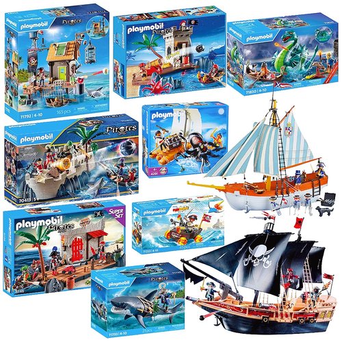 德国摩比世界海盗船玩具Playmobil战争打仗积木送男孩礼物4-10岁