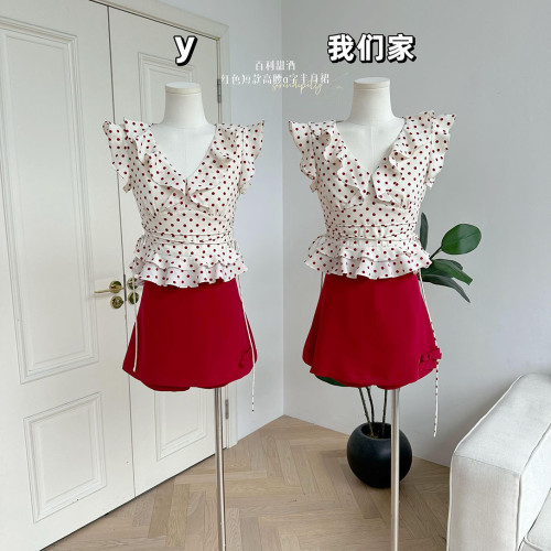 百利甜酒/红色短款高腰a字半身裙女夏季新款法式显高显瘦a字短裙