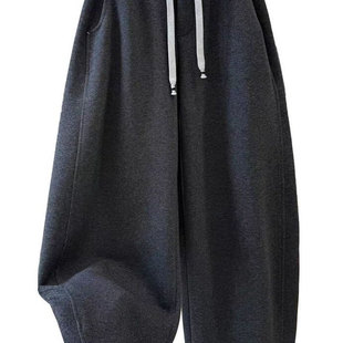 女秋冬宽松百搭别致弯刀裤 300斤特大码 高级感拼色松紧腰休闲卫裤