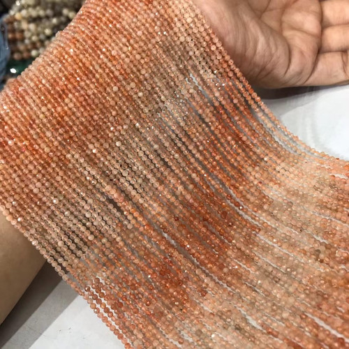 2.5MM天然水晶 渐变色金草莓晶刻面散珠半成品手链项链配件配珠饰