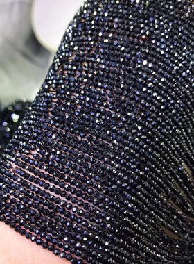 2MM3MM天然水晶 黑色锆石切面刻面散珠 硬抛切角足球面半成品珠