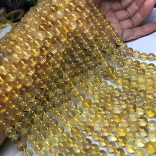 7A透体黄萤石圆珠散珠半成品手链项链配件配珠 10MM天然水晶