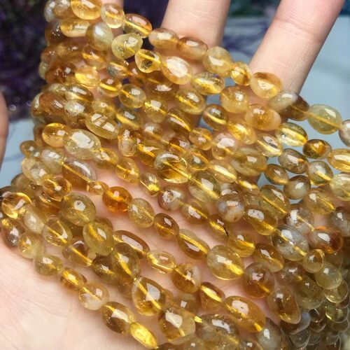 8-10MM天然水晶 暴力黄水晶随型刻面散珠半成品手链项链配件配珠