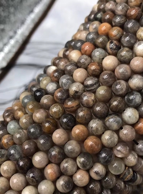 6MM 8MM 10MM 天然水晶 黑骨干太阳石 圆珠 半成品散珠 配珠配件