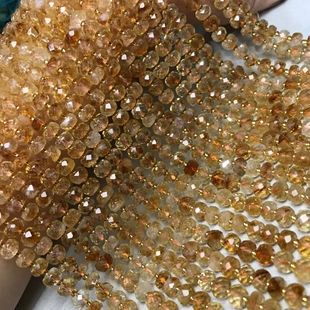 5*8MM天然水晶暴力黄水晶车轮珠散珠半成品手链项链配件配珠