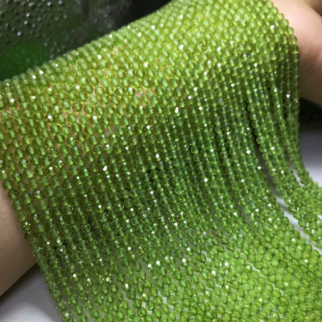 水晶全净体橄榄石刻面半成品散珠