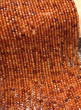 2.5MM 天然水晶 橙色石榴石 方糖钻石面 方块半成品散珠饰品