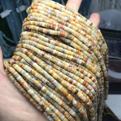 2*4MM 疯狂玛瑙直切扣片海西片管珠散珠半成品手链项链配件配珠