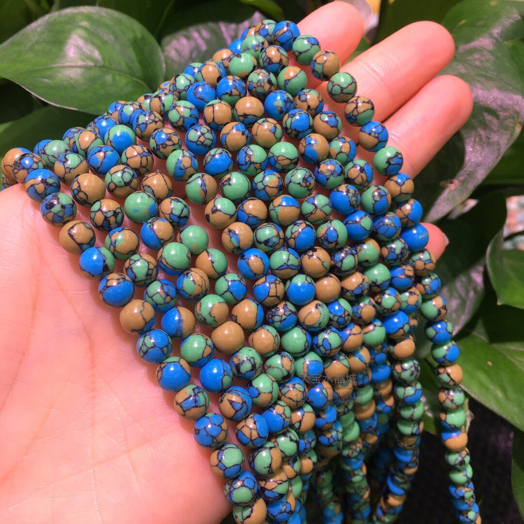 唐三彩散珠子圆珠优化绿松石半成品diy水晶编织串珠饰品材料配件