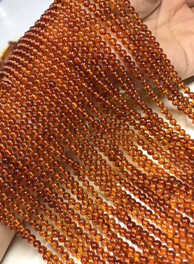 4MM天然水晶 5A琥珀血珀圆珠散珠半成品手链项链配件配珠饰品