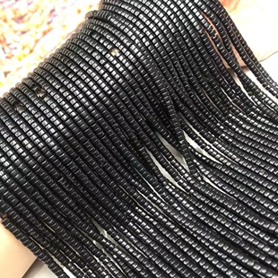 2*4MM天然水晶 黑曜石直切扣片海西片散珠半成品手链项链配件配珠