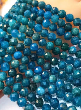 6-7MM 天然水晶 蓝磷灰切面刻面 磷灰石散珠刻面手链材料diy饰品