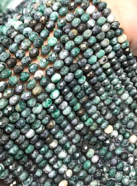 4*6MM天然水晶 绿铜矿切面盘珠扁珠散珠半成品手链项链配件配珠