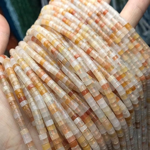 2*4MM天然水晶 黄东陵玉直切扣片海西片散珠半成品手链项链配件