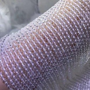 硬抛切角扁珠半成品长链 钻石切面刻面盘珠散珠 3x4MM 白水晶