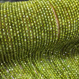 2MM 3MM 4MM 橄榄绿色锆石切面刻面散珠 足球面半成品珠