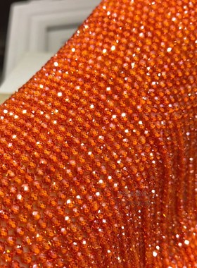 2MM 3MM 4MM 橙色锆石切面刻面散珠 石榴红色切足球面