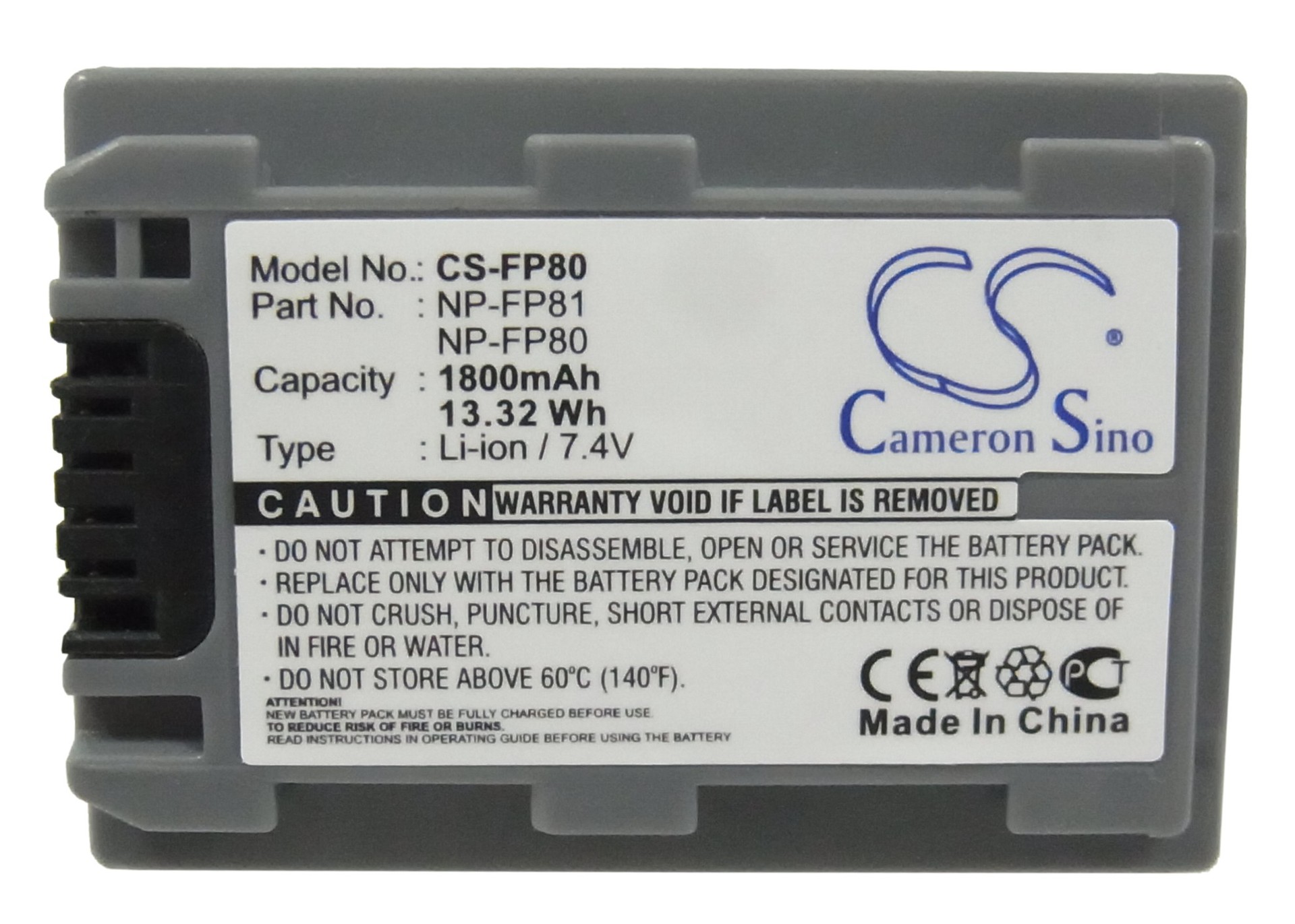 CameronSino适用索尼DCR-DVD92 DVD92E相机电池NP-FP80 NP-FP81