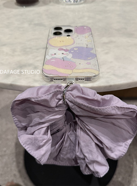 ins可爱闪粉猫咪紫色腕带适用苹果14Promax手机壳16女13pro苹果15promax韩15