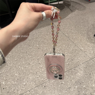 ins闪钻蝴蝶结磁吸支架链条适用苹果14Promax手机壳16女13pro苹果15promax韩15