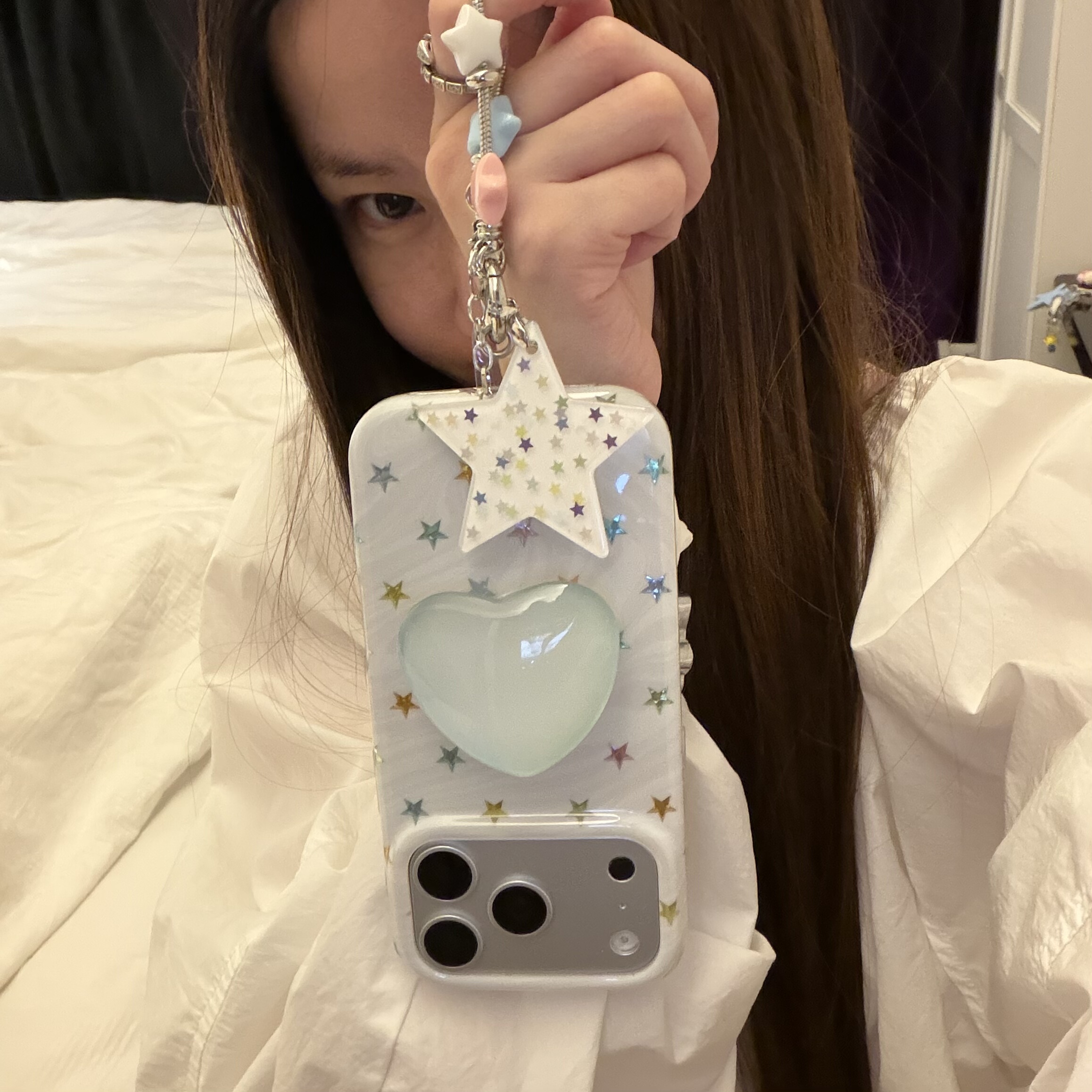 韩系ins复古彩色星星水绿爱心支架星芒潘多拉适用苹果15Promax手机壳16女16pro苹果17promax韩15苹果17Pro