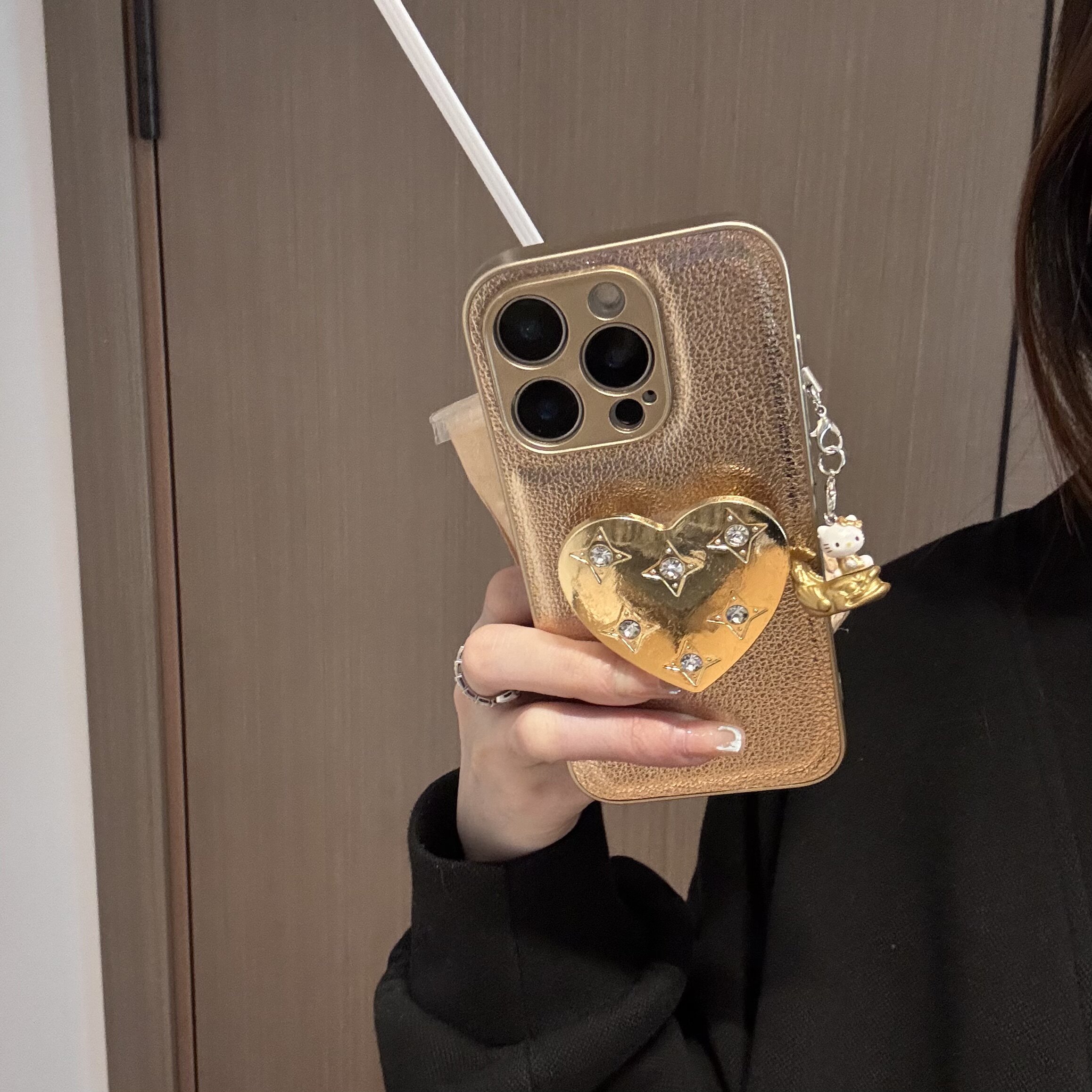 ins日韩气质星光支架欧美鎏金新年小人鱼适用苹果14Promax手机壳16女16pro苹果17promax韩15苹果17