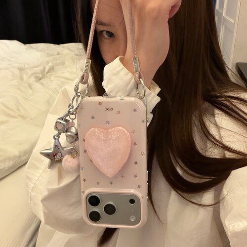 立体爱心支架链条适用18romax手机壳16女16pro 17promax韩iphoneduo女17Pro