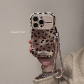 ins闪粉豹纹大视窗闪钻挂链适用苹果14Promax手机壳17女16pro苹果17promax韩15