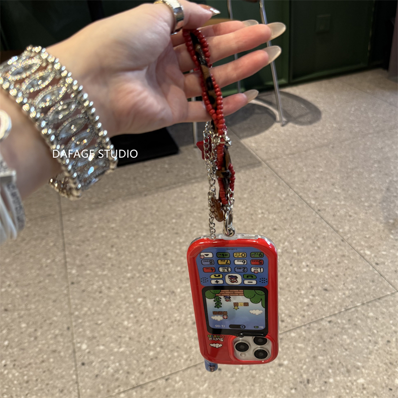 ins可爱卡通bb机大哥大链条适用苹果14Promax手机壳16女13pro苹果15promax韩15