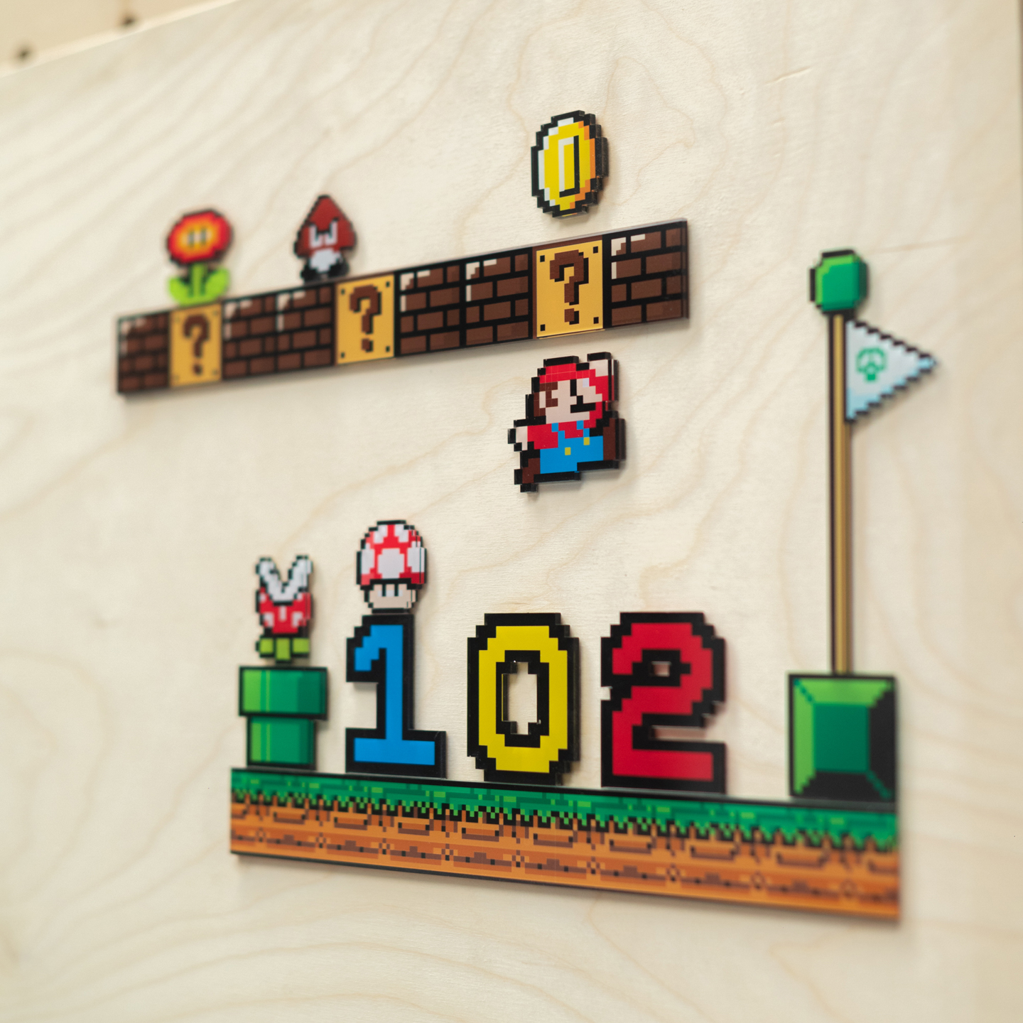 超级玛丽马里奥门牌2025新款创意卡通自粘发光数字门牌号码牌家用