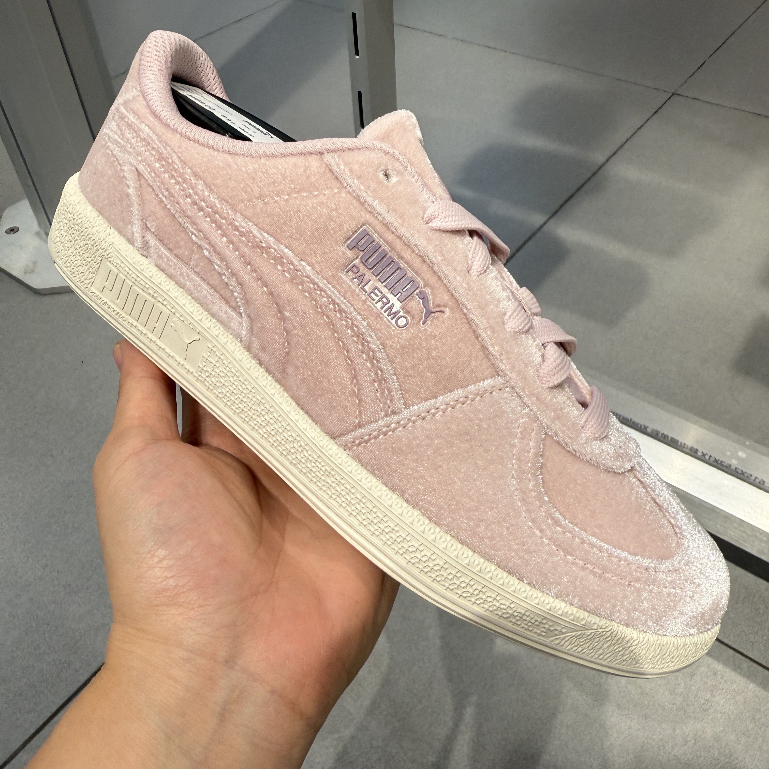 PUMA彪马女子新款PALERMO粉色丝绒面休闲鞋板鞋T头德训鞋 403351