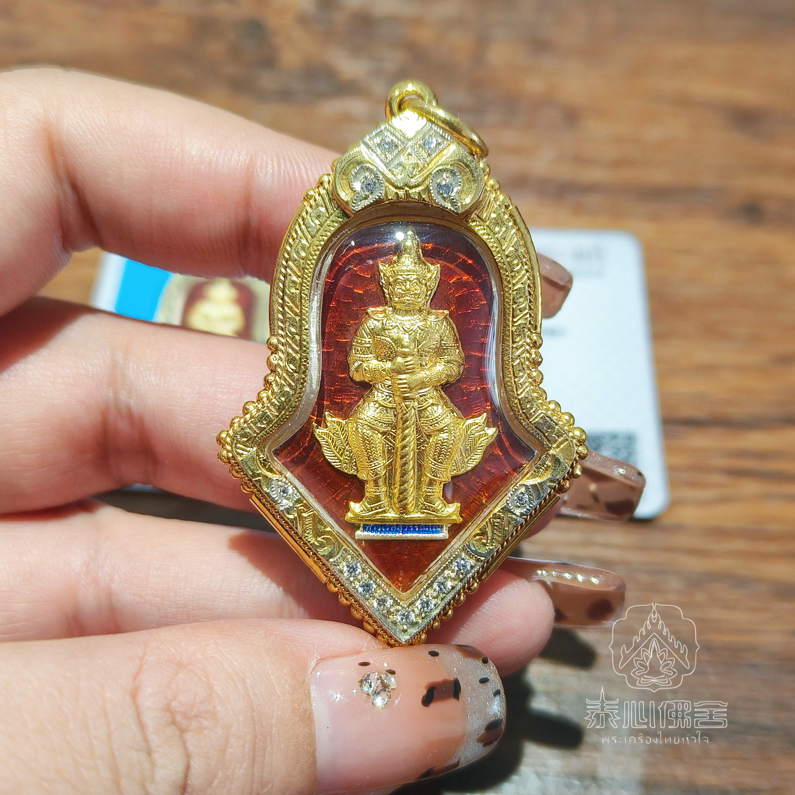泰国特色泰牌 龙婆易涛威素湾银盖金吊坠