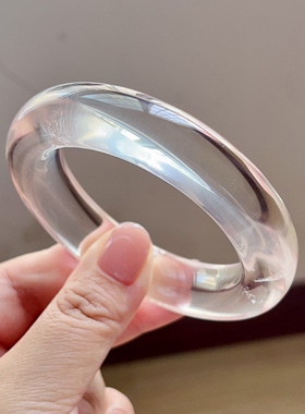 新品上架 天然白水晶宽版手镯女款 胖乎乎的  56.6mm