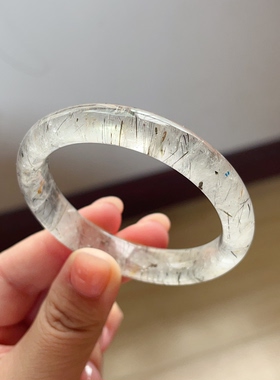 新品上架 天然绿发晶手镯女款正圆圈口女士54.2mm