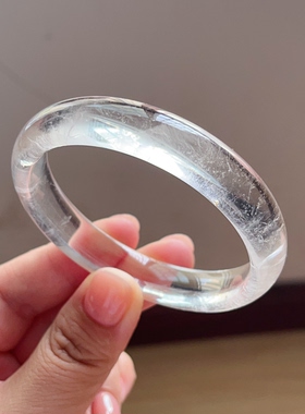 新品上架 天然白水晶手镯宽版带有点白幽灵 57.8mm